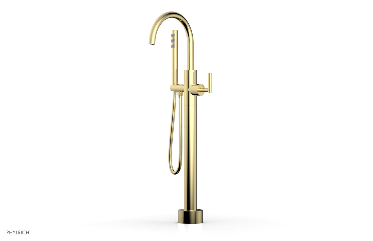 Phylrich 120-45-03-003 TRANSITION Low Floor Mount Tub Filler - Lever Handle with Hand Shower 120-45-03 - Polished Brass