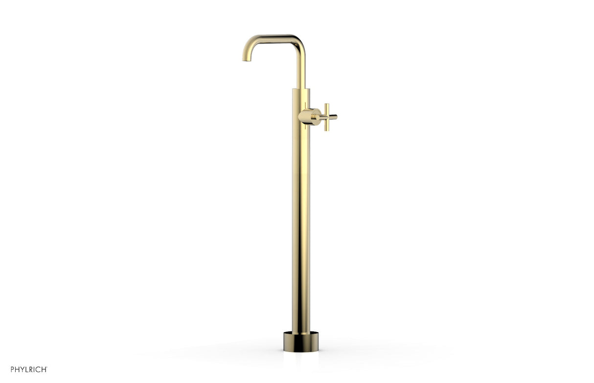 Phylrich 120-46-02-03U TRANSITION Tall Floor Mount Tub Filler - Cross Handle 120-46-02 - Polished Brass Uncoated