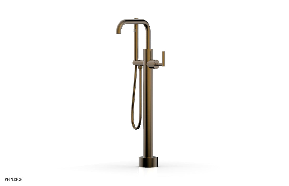 Phylrich 120-47-03-047 TRANSITION Low Floor Mount Tub Filler - Lever Handle with Hand Shower 120-47-03 - Antique Brass