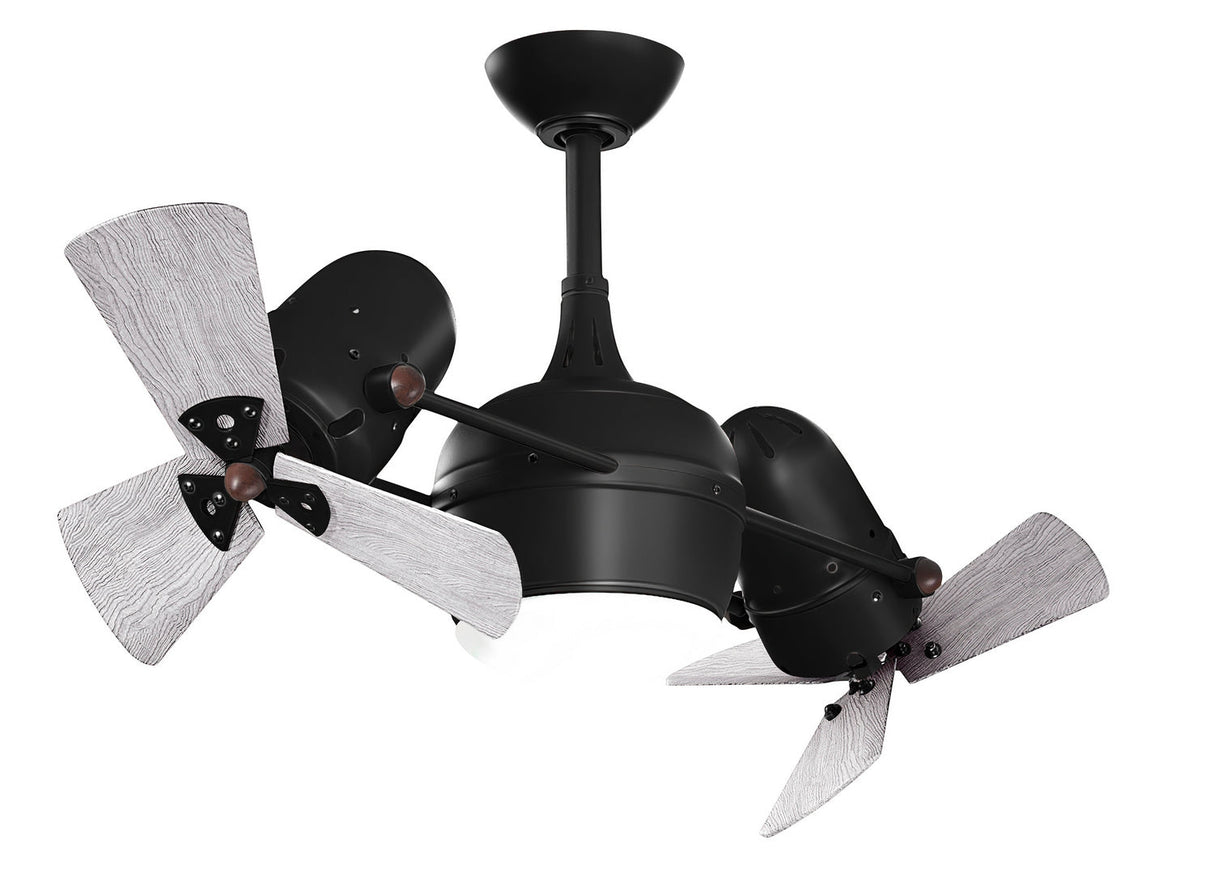 Matthews Fan DGLK-BK-WDBW Dagny 360° double-headed rotational ceiling fan with light kit in Matte Black finish with solid barn wood blades.