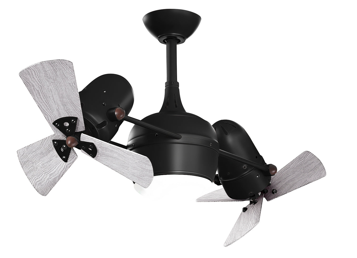 Matthews Fan DGLK-BK-WDBW Dagny 360° double-headed rotational ceiling fan with light kit in Matte Black finish with solid barn wood blades.