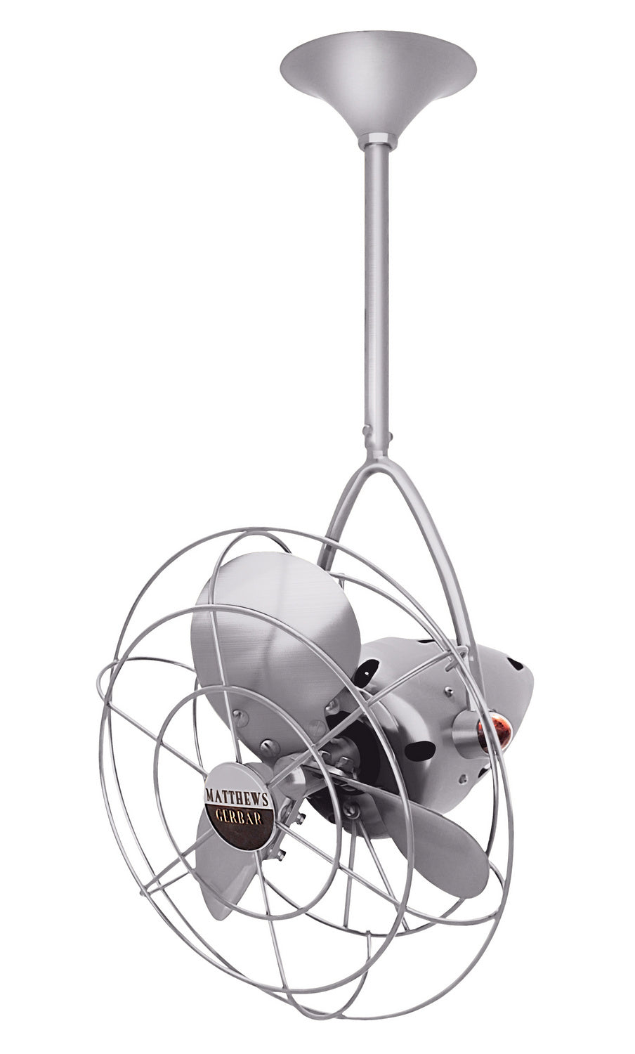 Matthews Fan JD-BN-MTL Jarold Direcional ceiling fan in Brushed Nickel finish with metal blades.