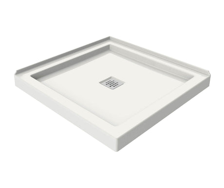 MAAX 420000-500-001-100 B3Square 3636 Acrylic Corner Left or Right Shower Base in White with Center Drain