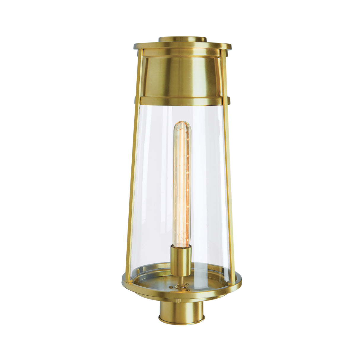 Elk 1247-SB-CL Cone Outdoor Post Lantern Light - Satin Brass