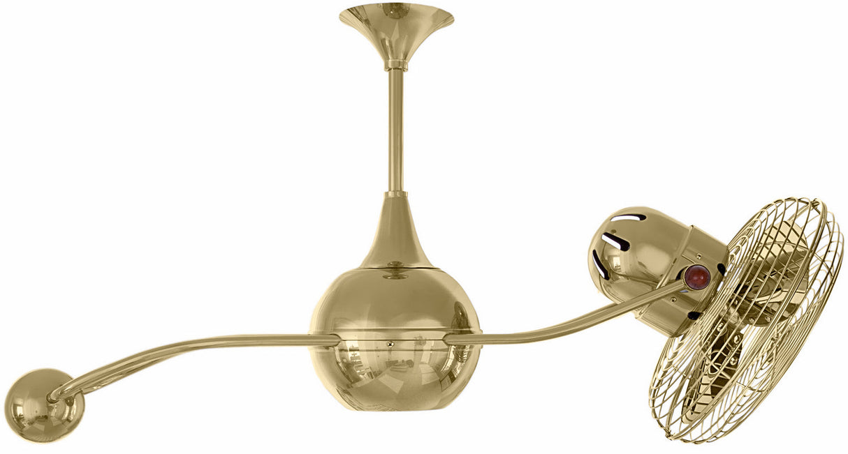 Matthews Fan B2K-PB-MTL Brisa 360° counterweight rotational ceiling fan in Polished Brass finish with metal blades.