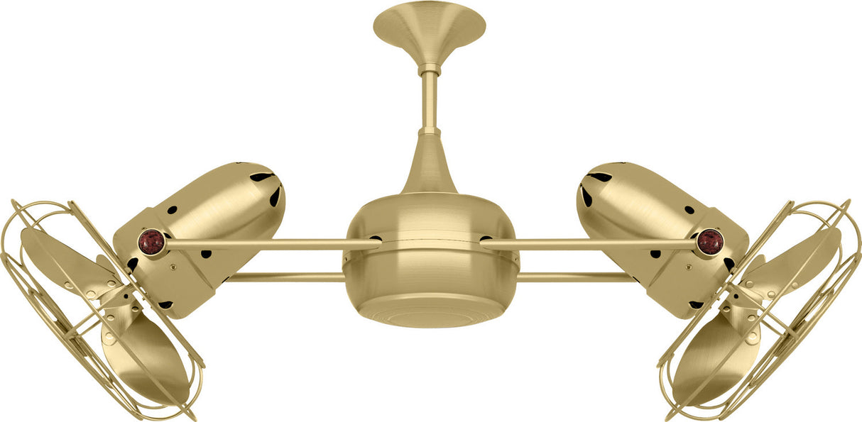 Matthews Fan DD-BRBR-MTL Duplo Dinamico 360” rotational dual head ceiling fan in Brushed Brass finish with Metal blades.