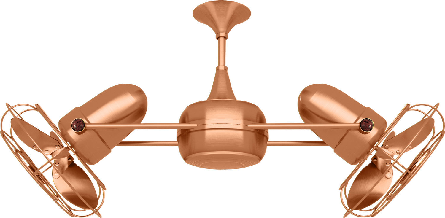 Matthews Fan DD-BRCP-MTL Duplo Dinamico 360” rotational dual head ceiling fan in Brushed Copper finish with Metal blades.
