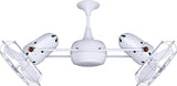 Matthews Fan DD-WH-MTL Duplo Dinamico 360” rotational dual head ceiling fan in Gloss White finish with metal blades.