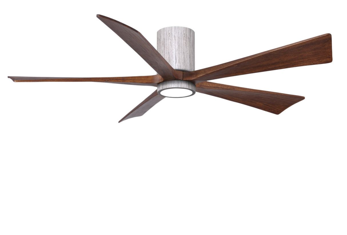 Matthews Fan IR5HLK-BW-WA-60 IR5HLK five-blade flush mount paddle fan in Barn Wood finish with 60” solid walnut tone blades and integrated LED light kit.