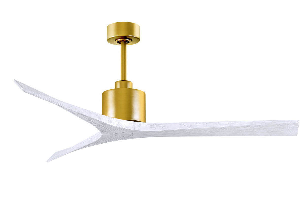 Matthews Fan MW-BRBR-MWH-60 Mollywood 6-speed contemporary ceiling fan in Brushed Brass finish with 60” solid matte white wood blades