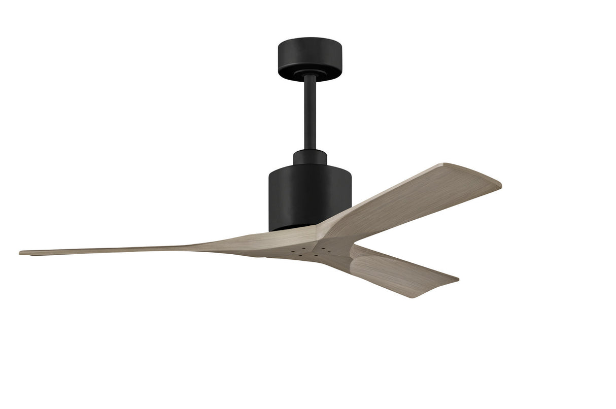 Matthews Fan NK-BK-GA-52 Nan 6-speed ceiling fan in Matte Black finish with 52” solid gray ash tone wood blades