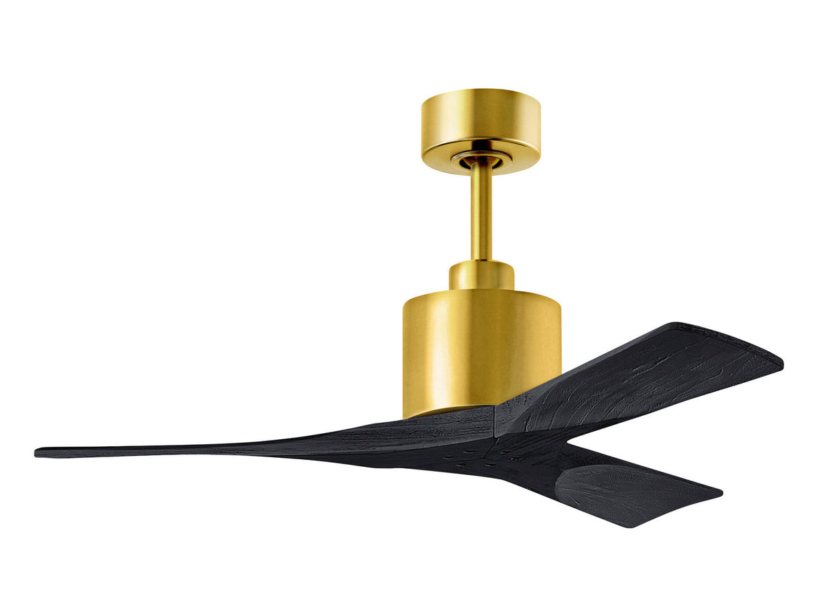 Matthews Fan NK-BRBR-BK-42 Nan 6-speed ceiling fan in Brushed Brass finish with 42” solid matte black wood blades