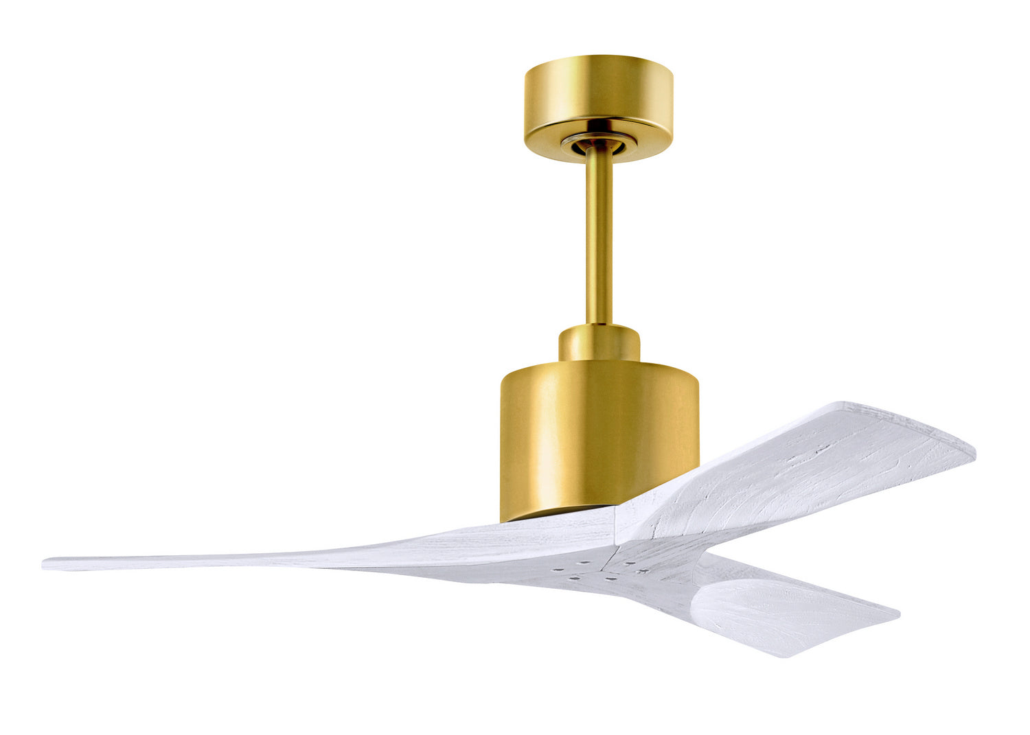 Matthews Fan NK-BRBR-MWH-42 Nan 6-speed ceiling fan in Brushed Brass finish with 42” solid matte white wood blades