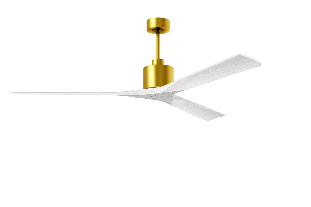 Matthews Fan NKXL-BRBR-MWH-72 Nan XL 6-speed ceiling fan in Brushed Brass finish with 72” solid matte white wood blades