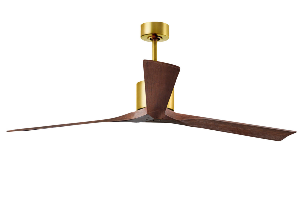 Matthews Fan NKXL-BRBR-WA-72 Nan XL 6-speed ceiling fan in Brushed Brass finish with 72” solid walnut tone wood blades