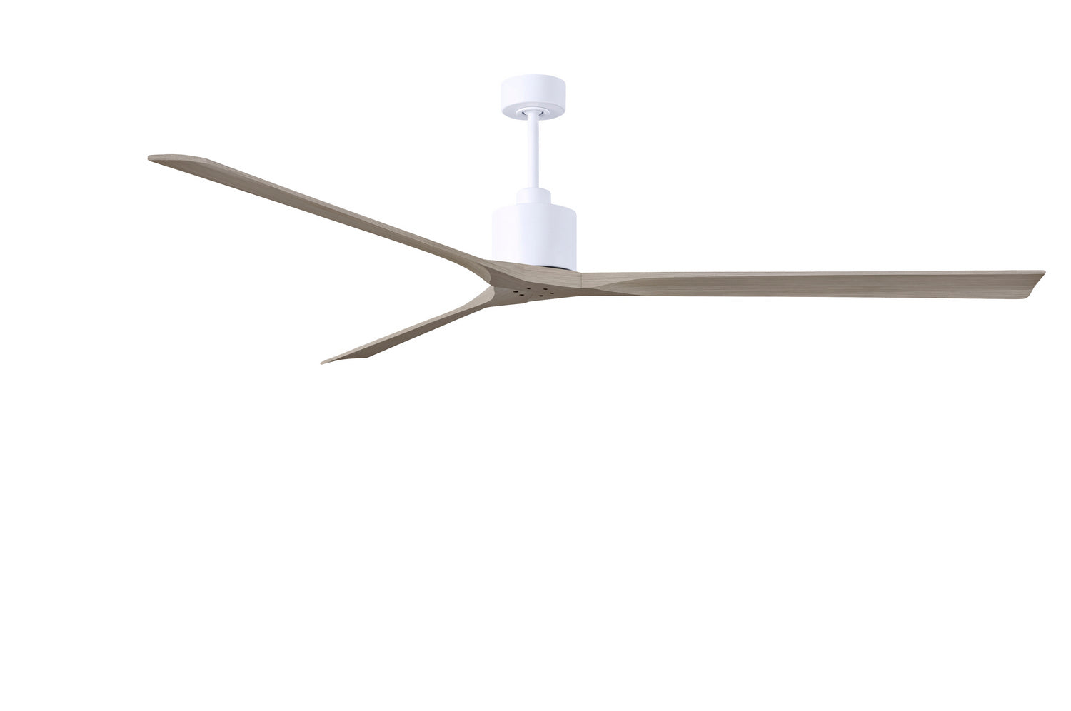Matthews Fan NKXL-MWH-GA-90 Nan XL 6-speed ceiling fan in Matte White finish with 90” solid gray ash tone wood blades