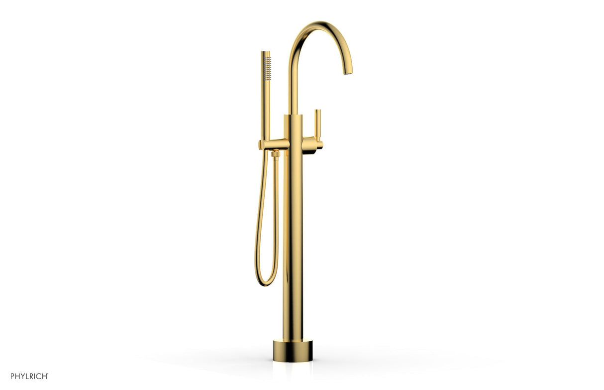 Phylrich D130-44-03-024 BASIC Low Floor Mount Tub Filler - Lever Handle with Hand Shower D130-44-03 - Satin Gold