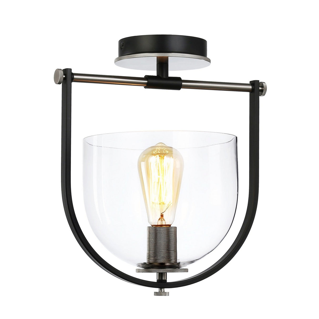 Cheshire Semi-Flush Mount Light - Black & Nickel