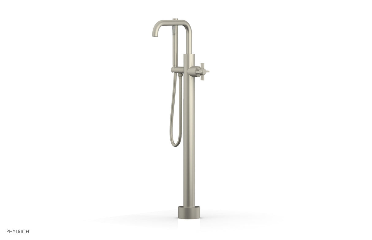 Phylrich D132-45-01-15B BASIC Tall Floor Mount Tub Filler - Cross Handle with Hand Shower D132-45-01 - Burnished Nickel