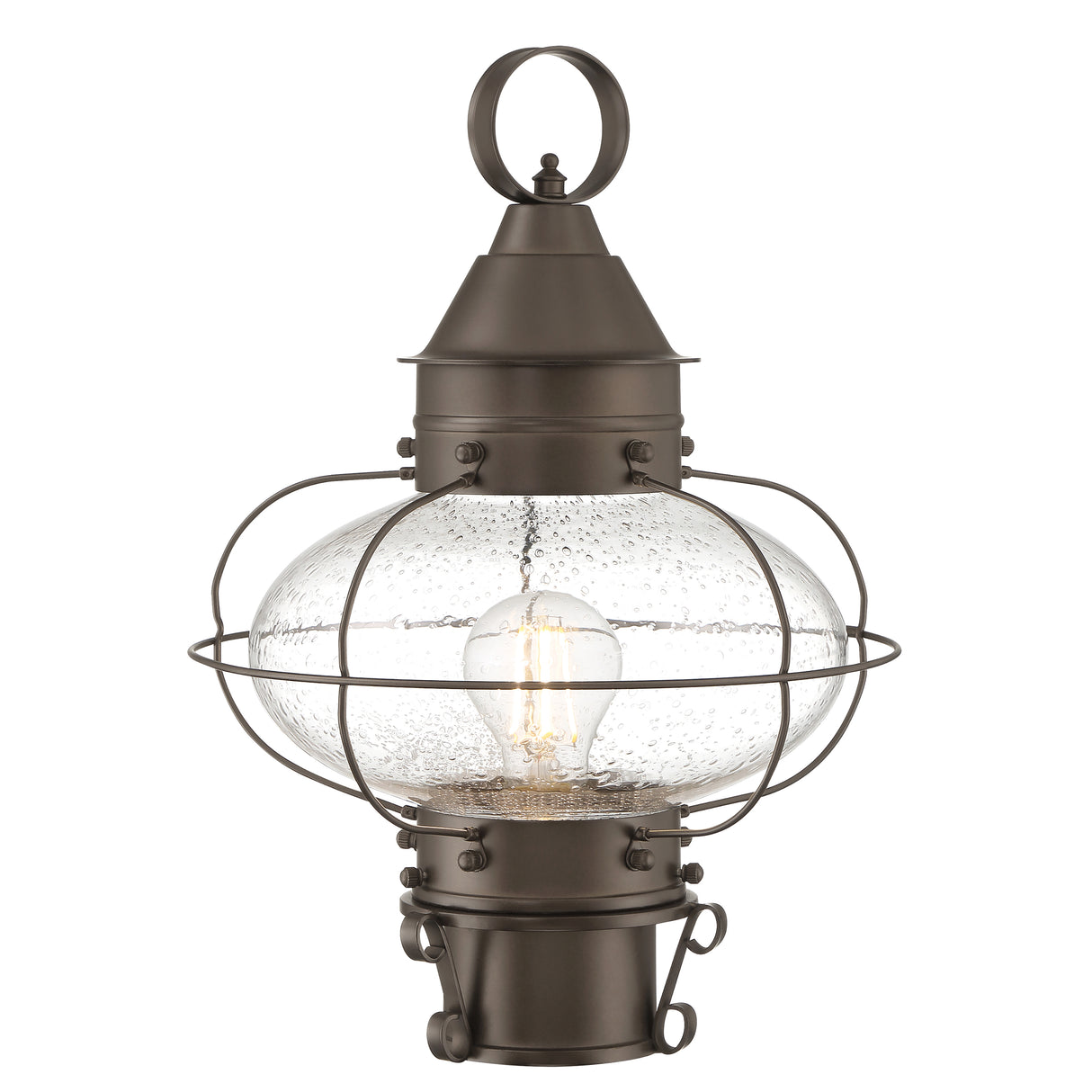 Elk 1321-BR-SE Cottage Onion Outdoor Post Lantern - Bronze with Seeded Glass