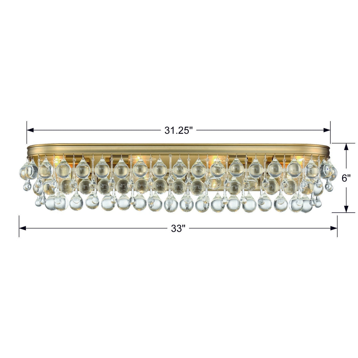Calypso 8 Light Crystal Teardrop Vibrant Gold Bathroom Vanity 134-VG