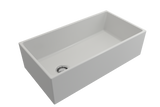 BOCCHI 1354-002-0120 Contempo Apron Front Fireclay 36 in. Single Bowl Kitchen Sink with Protective Bottom Grid and Strainer in Matte White