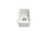 BOCCHI 1358-001-0120 Sotto Dual-mount Fireclay 12 in. Single Bowl Bar Sink with Strainer in White