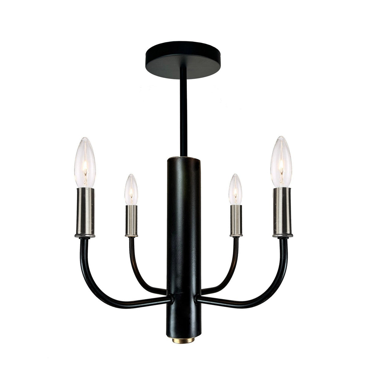 Avalon Collection Semi Flush Mount Chandelier - Brushed Nickel