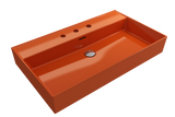 BOCCHI 1377-012-0127 Milano Wall-Mounted Sink Fireclay 32 in. 3-Hole with Overflow in Orange