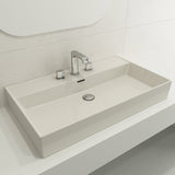 BOCCHI 1377-014-0127 Milano Wall-Mounted Sink Fireclay 32 in. 3-Hole with Overflow in Biscuit