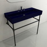 BOCCHI 1378-010-0127 Milano Wall-Mounted Sink Fireclay 39.75 in. 3-Hole with Overflow in Sapphire Blue