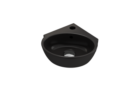 BOCCHI 1392-004-0126 Milano Corner Sink Fireclay 12 in. 1-Hole with Overflow in Matte Black