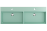 BOCCHI 1393-033-0132 Milano Wall-Mounted Sink Fireclay  47.75 in. Double Bowl for Two 1-Hole Faucets with Overflows in Matte Mint Green