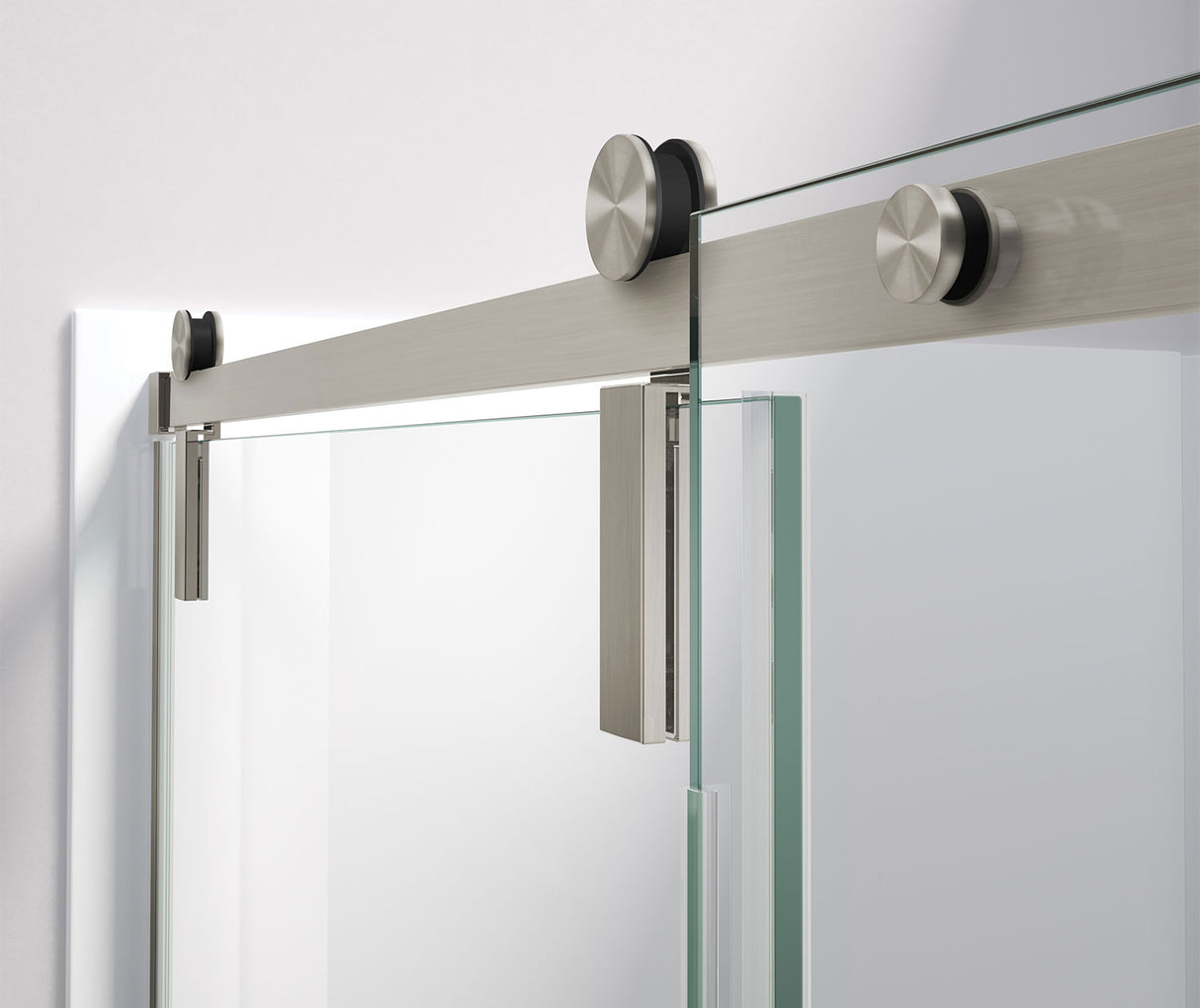 MAAX 135875-900-305-000 Nebula 56 ½-58 ½ x 78 ¾ in. 8mm Sliding Shower Door for Alcove Installation with Clear glass in Brushed Nickel