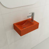 BOCCHI 1419-012-0126 Milano Wall-Mounted Sink Fireclay 14.5 in. 1-hole Right Side Faucet Deck in Orange