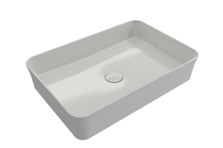 BOCCHI 1476-001-0125 Sottile Rectangle Vessel Fireclay 21.5 in. with Matching Drain Cover in White