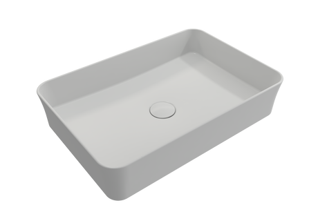 BOCCHI 1476-002-0125 Sottile Rectangle Vessel Fireclay 21.5 in. with Matching Drain Cover in Matte White