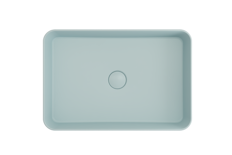 BOCCHI 1476-029-0125 Sottile Rectangle Vessel Fireclay 21.5 in. with Matching Drain Cover in Matte Ice Blue