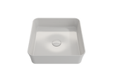 BOCCHI 1477-001-0125 Sottile Square Vessel Fireclay 15.25 in. with Matching Drain Cover in White