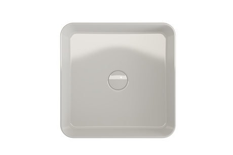 BOCCHI 1477-001-0125 Sottile Square Vessel Fireclay 15.25 in. with Matching Drain Cover in White