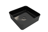 BOCCHI 1477-005-0125 Sottile Square Vessel Fireclay 15.25 in. with Matching Drain Cover in Black