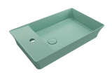 BOCCHI 1479-033-0126 Sottile Rectangle Vessel Fireclay 23.5 in. 1-Hole Faucet Deck with Matching Drain Cover in Matte Mint Green
