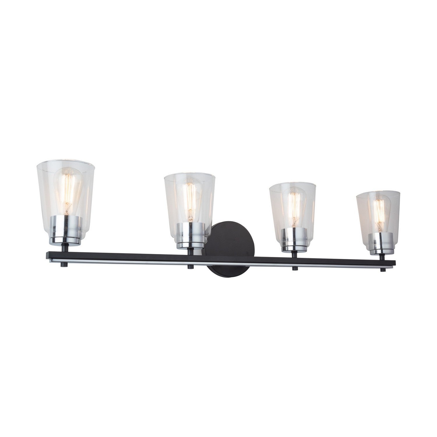 Essex Bathroom Vanity Light - Black and Chrome / 4-Light