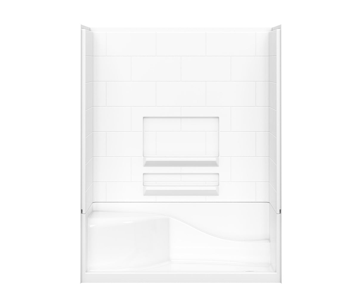 MAAX 141429-000-002-001 Olio 6030 Seated Base AcrylX Alcove Shower Base with Right-Hand Drain in White