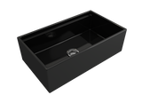 BOCCHI 1504-005-0120 Contempo Step-Rim Apron Front Fireclay 33 in. Single Bowl Kitchen Sink with Integrated Work Station & Accessories in Black