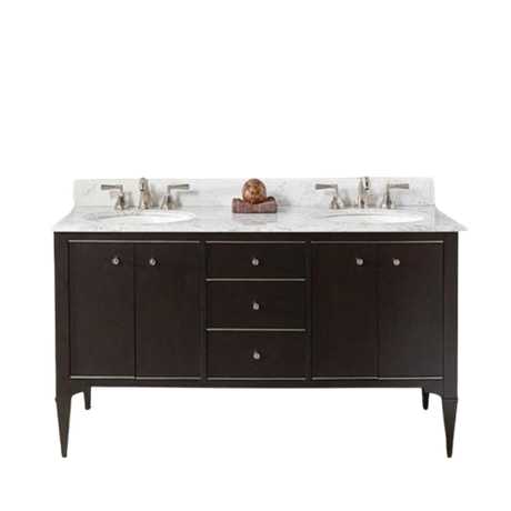 Charlottesville w/Nickel 60" Double Bowl Vanity - Door Vintage Black