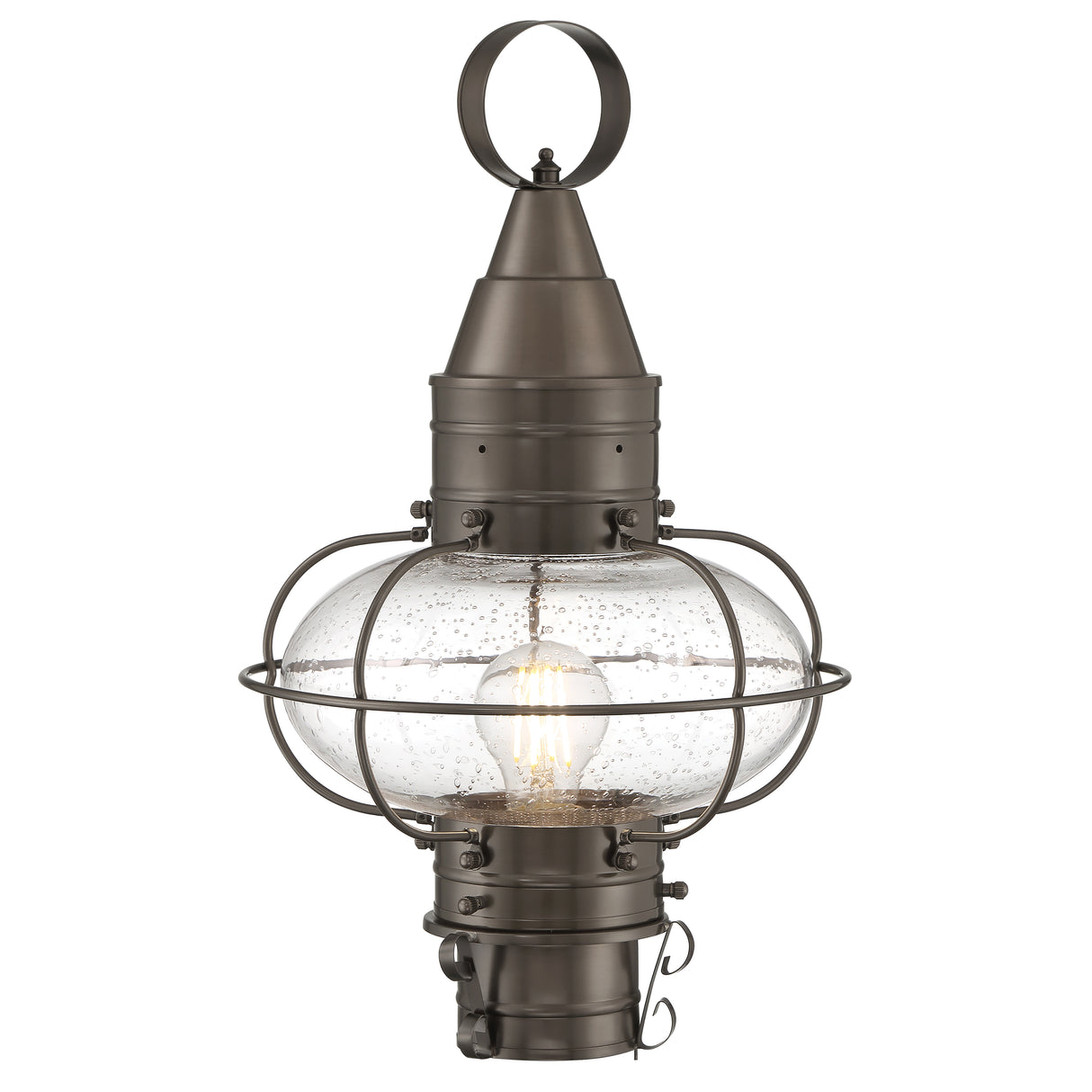 Elk 1511-BR-SE Classic Onion Outdoor Post Light - Bronze with Seeded Glass
