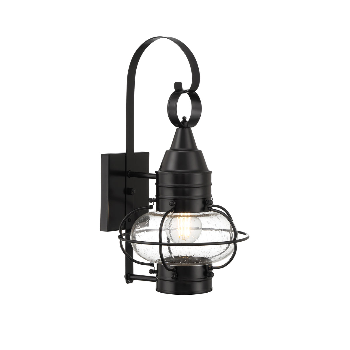 Elk 1513-BL-SE Classic Onion Outdoor Wall Light - Black with Seeded Glass
