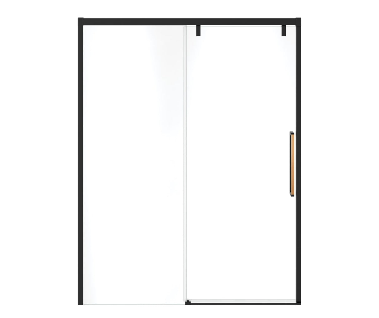 MAAX 135324-900-285-000 Uptown 56-59 x 76 in. 8 mm Sliding Shower Door for Alcove Installation with Clear glass in Matte Black & Wood