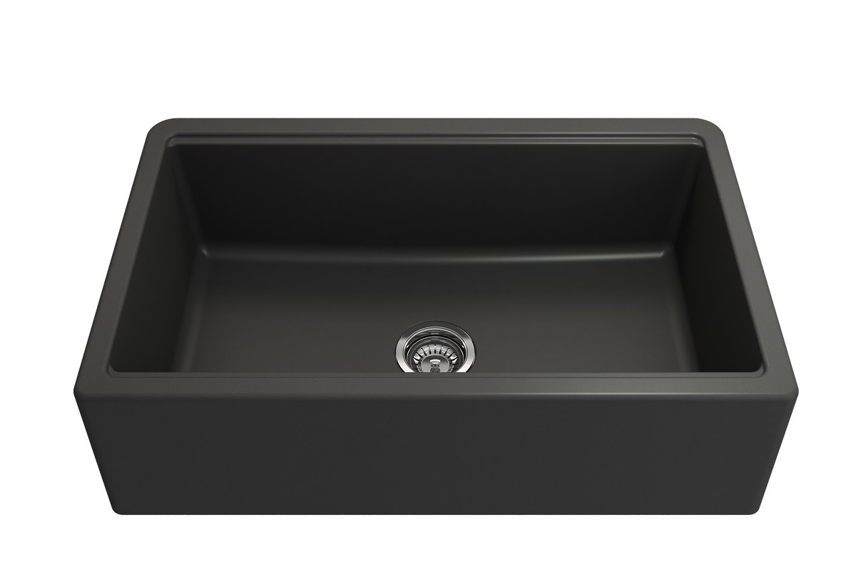 BOCCHI 1600-504-2020CH Kit: 1600 Arona Apron-Front 33 in. Single Bowl Granite Composite Kitchen Sink with Integrated Workstation and Accessories w/ Livenza 2.0 Faucet